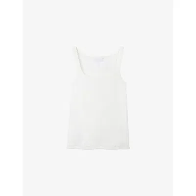 The White Company S White Square-neck Ribbed Stretch Cotton And Modal-blend Vest