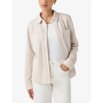 The White Company S Walnut Patch-pocket Brushed-texture Cotton-blend Jersey Shirt In Neutral