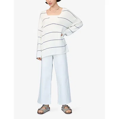 The White Company S Porcelain Striped Oversized-fit Cotton And Wool-blend Jumper