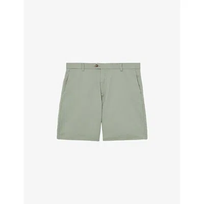 Reiss Soft Sage Oe Hampton Cotton Chino Shorts With Stretch In Green
