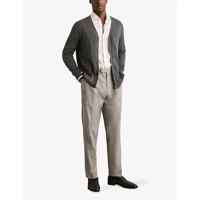 Reiss Mens Grey Complex Side-adjuster Tapered-leg Woven Trousers In Gray