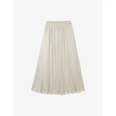 The White Company S Oyster Crinkle Elasticated-waist Stretch-woven Midi Skirt