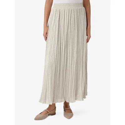 The White Company S Oyster Crinkle Elasticated-waist Stretch-woven Midi Skirt