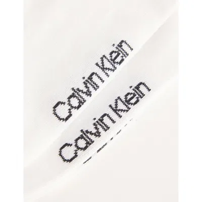 Calvin Klein Womens White Branded Pack Of Two Cotton-blend Ankle Socks Eur 35-38/2-5 Uk