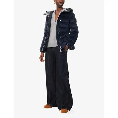 Moncler Womens Blue Barante Cinched-waist Woven-down Jacket In Blue