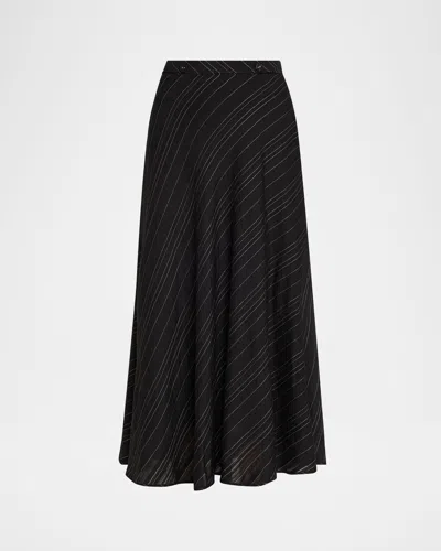 Proenza Schouler White Label Mens Black Chalk Kaia Striped Woven Midi Skirt In Black