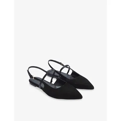 The White Company S Black Pointed-toe Suede Ballet Flats Eur 39 / 6 Uk