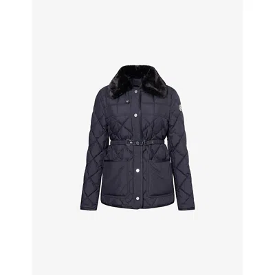 Moncler Womens Navy Cygne Belted Shell-down Jacket