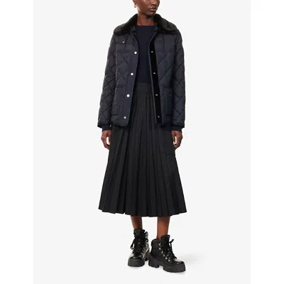 Moncler Womens Navy Cygne Belted Shell-down Jacket