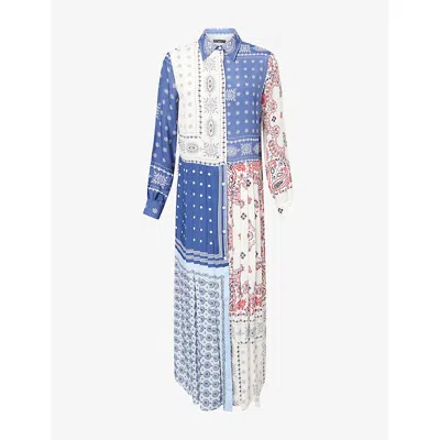 Weekend Max Mara Omens Light Blue Zuai Printed Woven Midi Dress