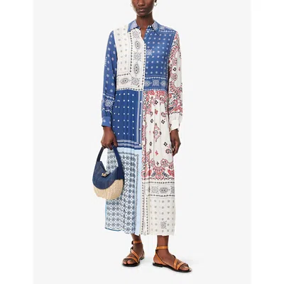 Weekend Max Mara Omens Light Blue Zuai Printed Woven Midi Dress