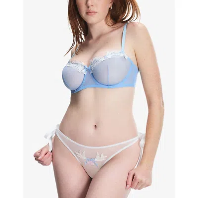 Savage X Fenty X Fenty Womens Blue/ White Flirty & Wordy Bridal Pack-of-two Briefs Xs