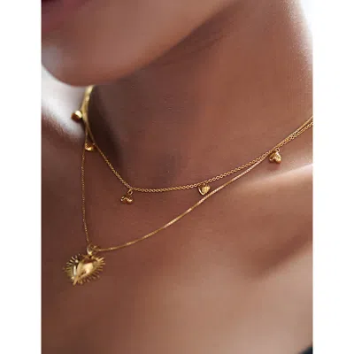 Rachel Jackson Womens Untamed Deco Hearts 18ct Yellow Gold-plated Sterling-silver Necklace