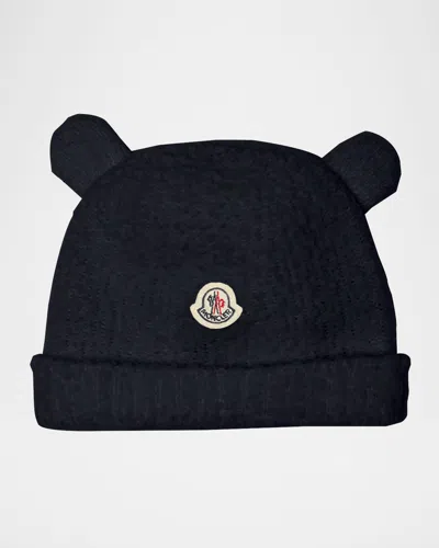 Moncler Kid's Wool Fleece Infant Beanie With Teddy Bear Ears