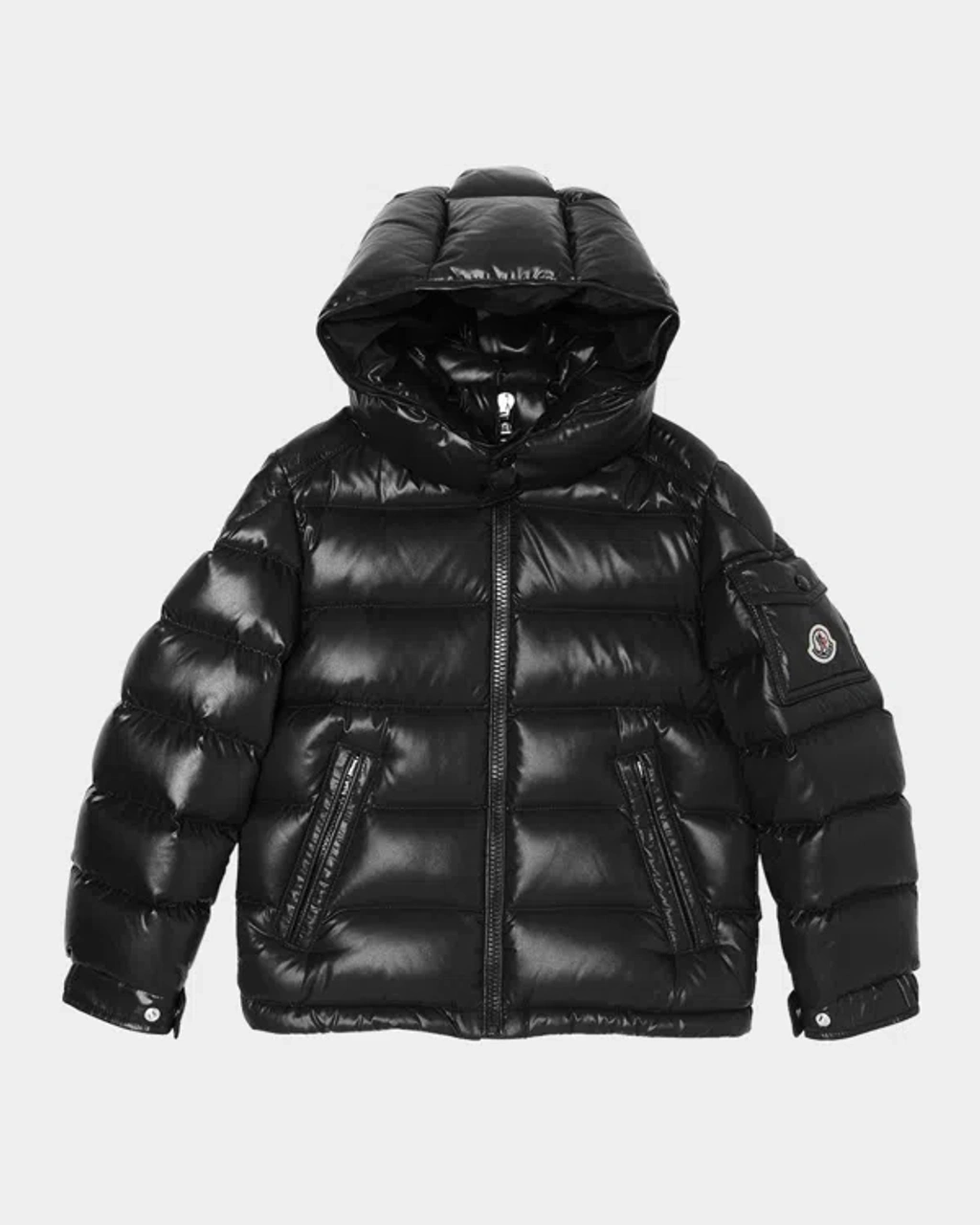 Moncler Kids' Black Bady Down Jacket For Girl With Logo | ModeSens