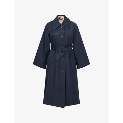 Barbour Womens Dark Navy/hessian Tartan Robyn Belted Cotton-blend Trench Coat