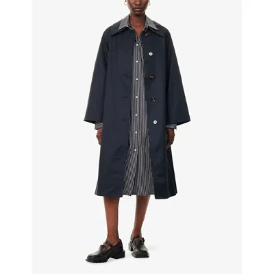 Barbour Womens Dark Navy/hessian Tartan Robyn Belted Cotton-blend Trench Coat