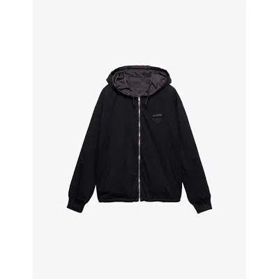 Prada Womens Black Reversible Relaxed-fit Cotton-jersey Hoody Xs In Black