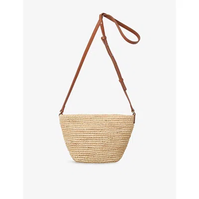 The White Company S Natural Leather-trimmed Raffia Cross Body Bag