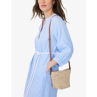 The White Company S Natural Leather-trimmed Raffia Cross Body Bag