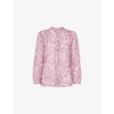 Whistles Womens Multi-coloured Leopard-print Long-sleeve Pleated Woven Shirt In Purple