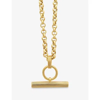 Rachel Jackson Womens Chunky Personalised T-bar 22ct Yellow Gold-plated Sterling-silver Necklace