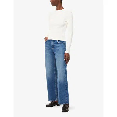 Citizen Of Humanity Pilar Cropped Waffle-knit Cotton T-shirt In White