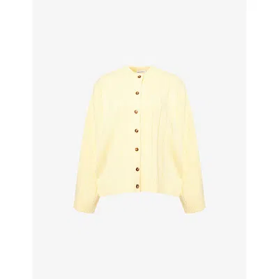 Sisters & Seekers Womens Yellow Bryant Ribbed Knitted Cardigan