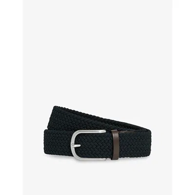 Reiss Mens Navy Elmont Woven Belt