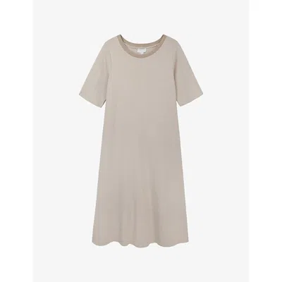 The White Company S Walnut Seam-detail Relaxed-fit Stretch-jersey Midi Dress