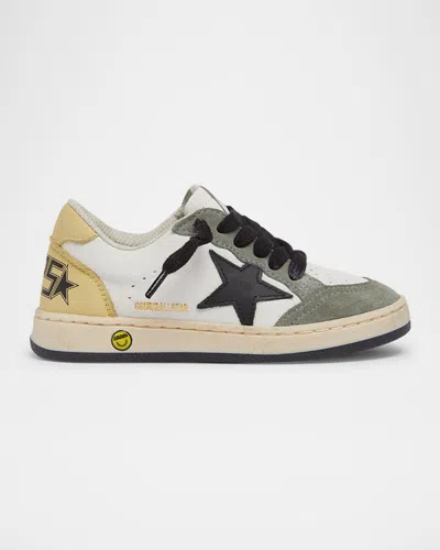 Golden Goose Ball Star Suede-trimmed Leather Sneakers In Gray