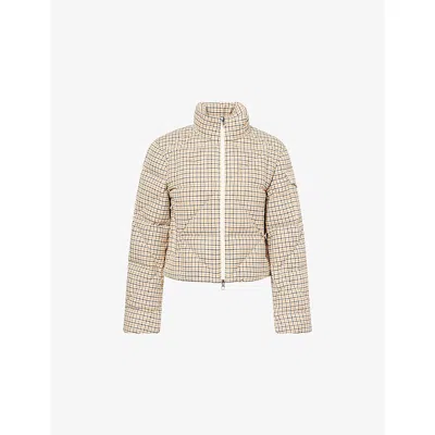 Moncler Womens Brown Keros Check-print Stretch-cotton Blend Jacket