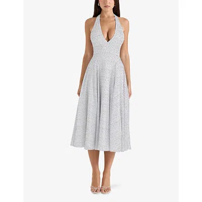 House Of Cb Womens Polka Dot Print Solada Floral-pattern Woven Midi Dress