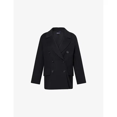 S Max Mara Womens Black Lukas Double-breasted Wool Coat
