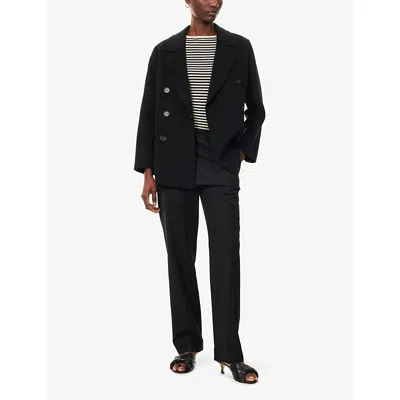 S Max Mara Womens Black Lukas Double-breasted Wool Coat