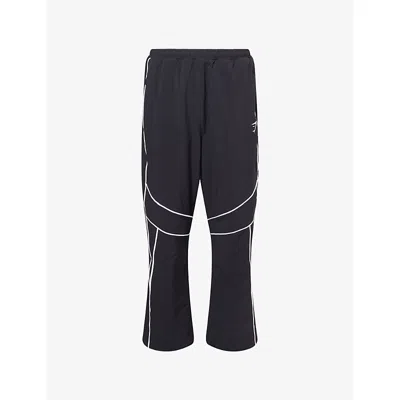 Gymshark Mens Gs Black Retro Embroidered-logo Stretch-nylon Track Pants In Black