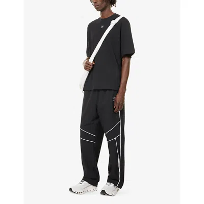 Gymshark Mens Gs Black Retro Embroidered-logo Stretch-nylon Track Pants In Black