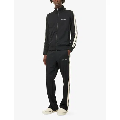 Palm Angels Mens Black Striped Zipped-cuffs Mid-rise Regular-fit Woven Jogging Bottoms In Black