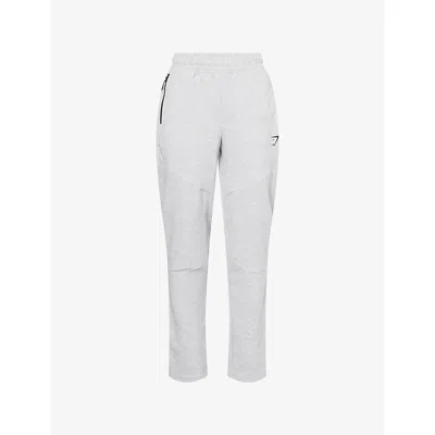 Gymshark Mens Grey Interlock Tech Slim-fit Cotton-jersey Joggers Xl In Gray