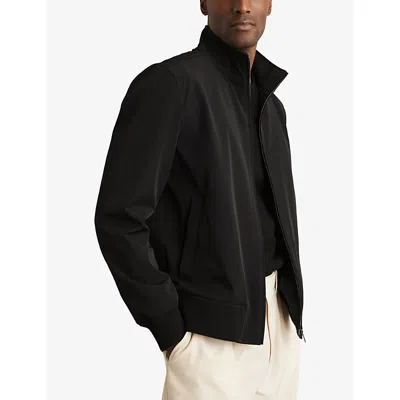 Reiss Mens Black Brad Funnel-neck Stretch-shell Jacket In Black