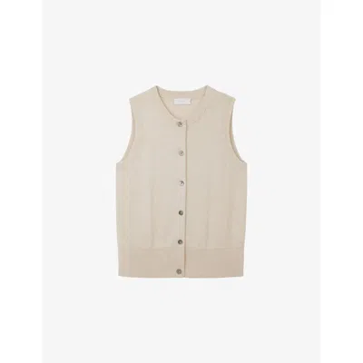 The White Company S Latte Marl Round-neck Sleeveless Knitted Tank Top