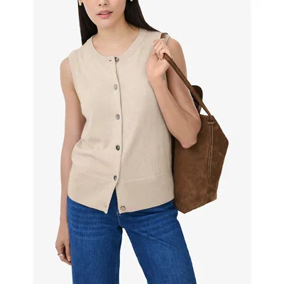 The White Company S Latte Marl Round-neck Sleeveless Knitted Tank Top