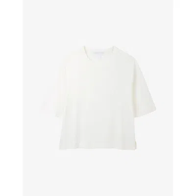 The White Company S Ivory Ribbed Oversized-fit Stretch Modal And Cotton-blend T-shirt