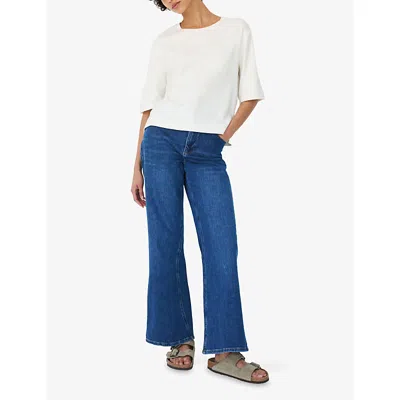 The White Company S Ivory Ribbed Oversized-fit Stretch Modal And Cotton-blend T-shirt