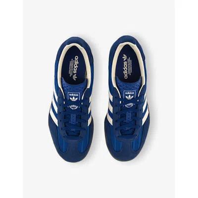 Adidas Originals Womens Victory Blue Night Indig Gazelle Indoor Pinstriped Satin And Suede Low-top Trainers
