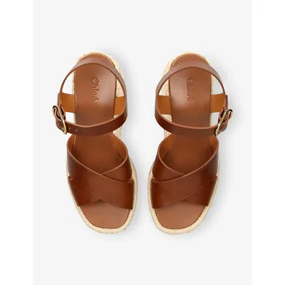 Chloé Espadrilles Compensées Isla Femme Brun Taille 36 100% Cuir De Veau