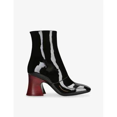 Chloé Womens Black Janis Patent-leather Heeled Ankle Boots Eur 40 / 7 Uk