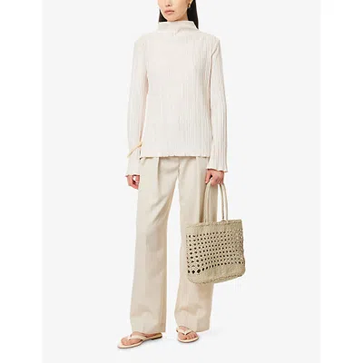 Camilla And Marc Womens Cream Abacus Long-sleeves Stretch-woven Top