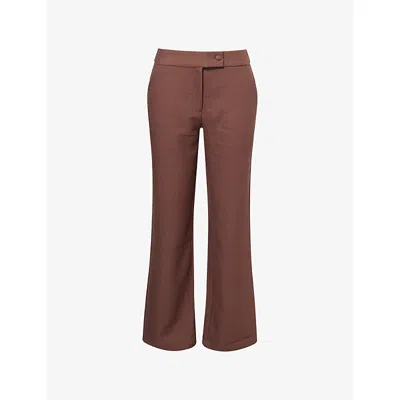 Pretty Lavish Womens Brown Verona Straight-leg Woven Trousers In Brown