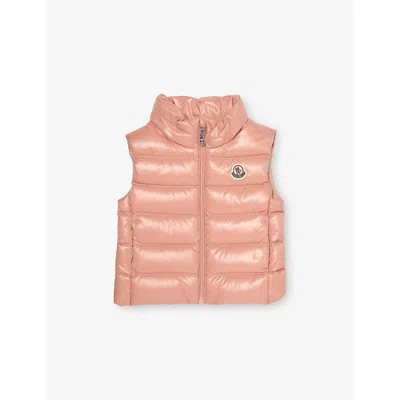 Moncler Pastel Pink Ghany Logo-patch Padded Shell Vest 6 Months - 3 Year In Brown